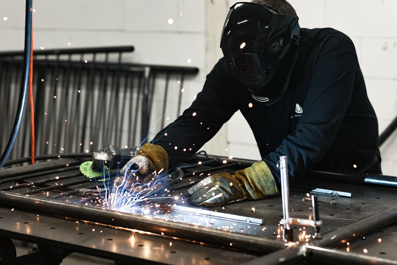 Welder working with sparks